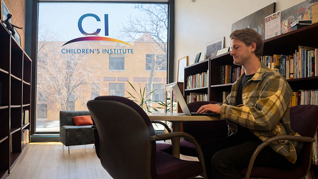 Brendan Merhab working at the Children's Institute in Rochester, NY